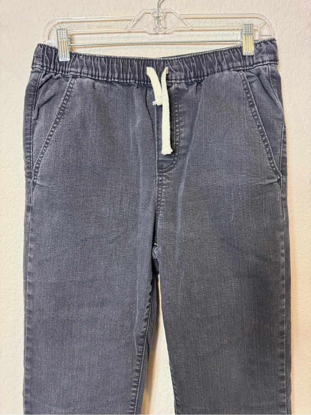 Old Navy Pull On Straight Denim Pants Jeans Black Drawstring Elastic Waist XXL